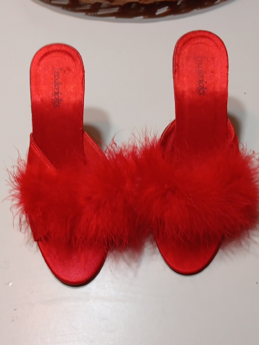 Women's Red Feather Slide Slippers - Plush Marabou Slides